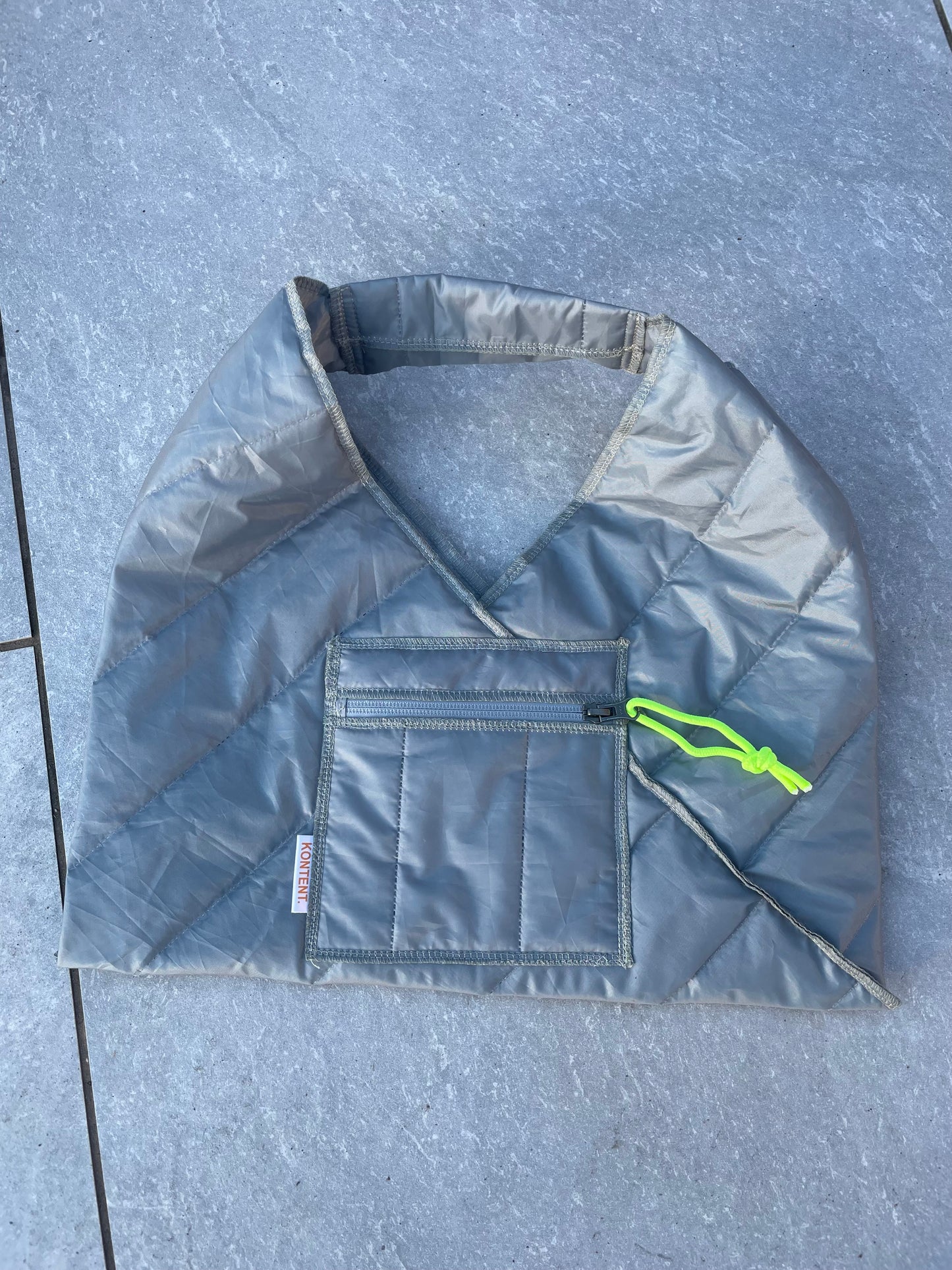 Grey Mini Quilted Triangle Bag