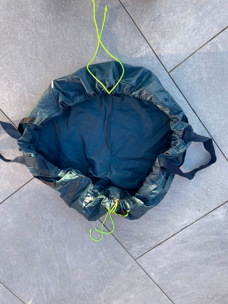 Teal large Drawstring circle Bag