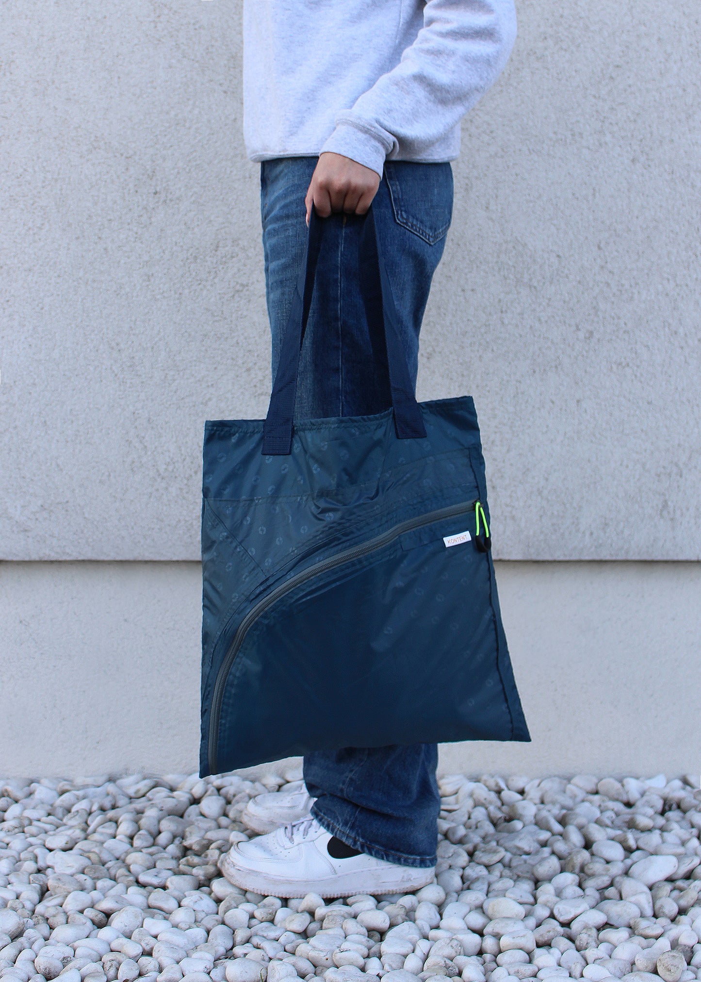 Blue & Yellow Vertical stripe double layered tote