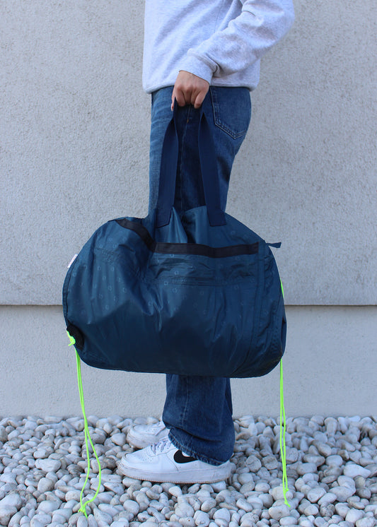 Teal large Drawstring circle Bag