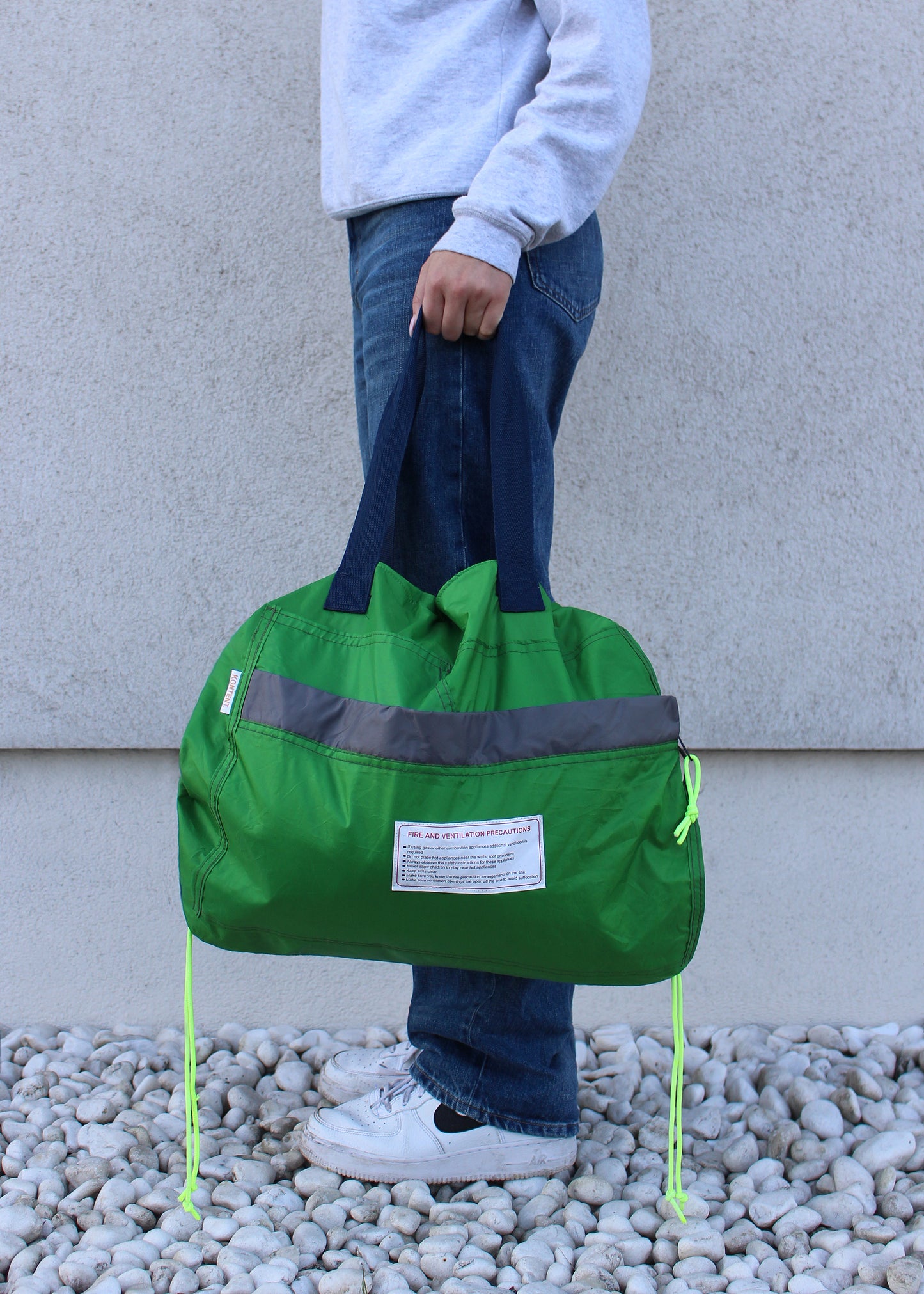 Green large Drawstring Circle Bag