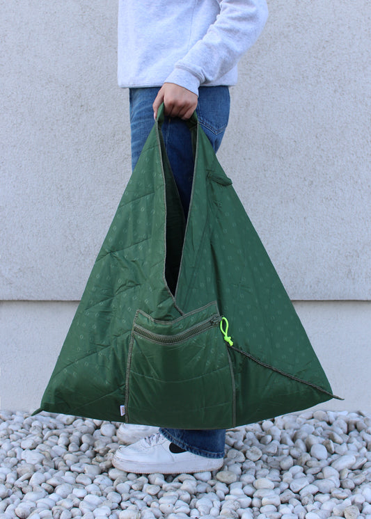 Green XL Quilted Triangle Bag