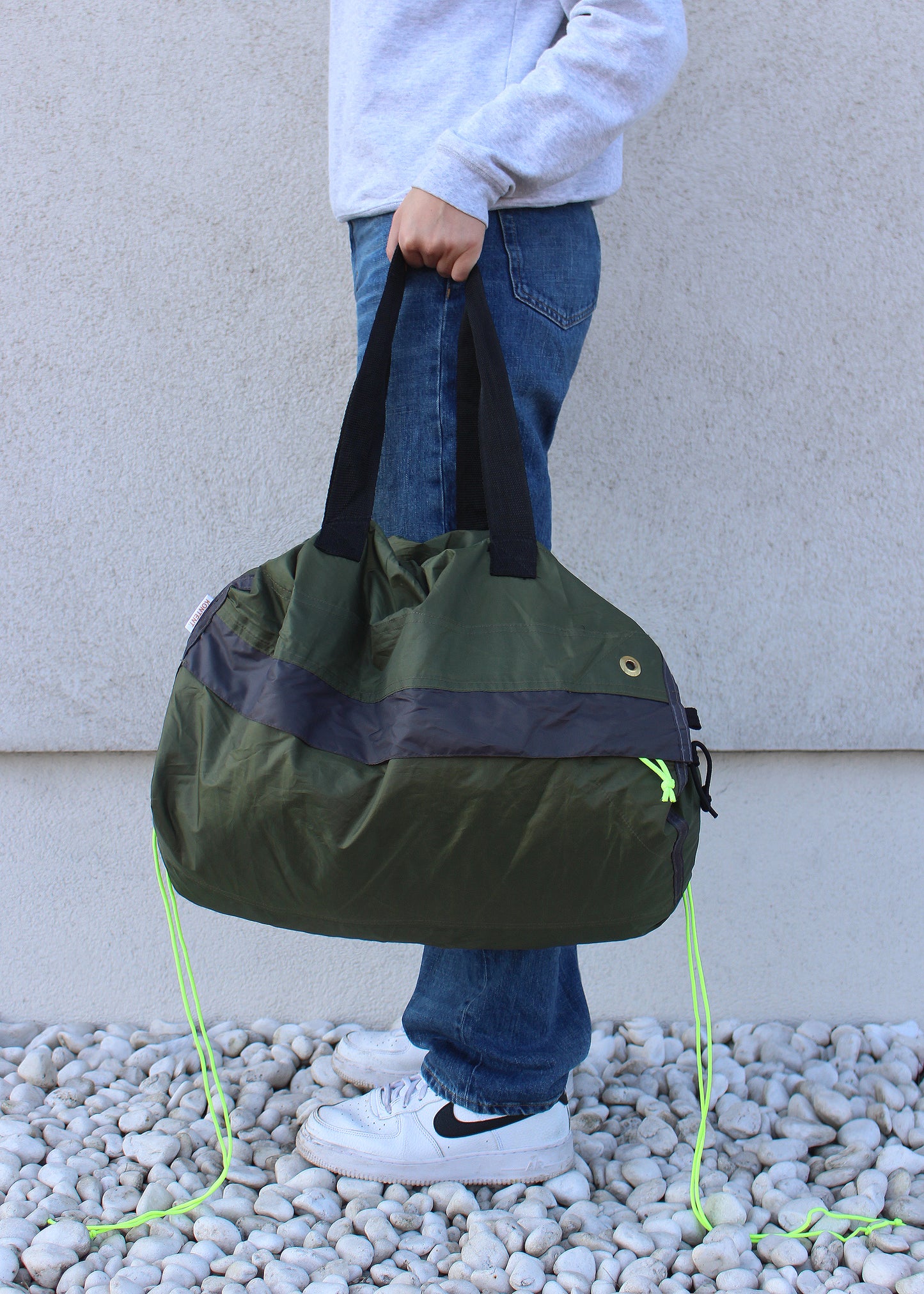 Forest Green Large Drawstring Circle Bag